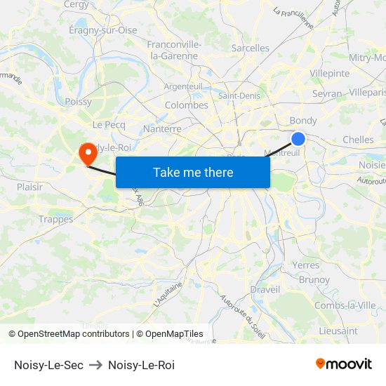 Noisy-Le-Sec to Noisy-Le-Roi map