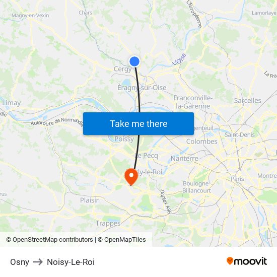 Osny to Noisy-Le-Roi map