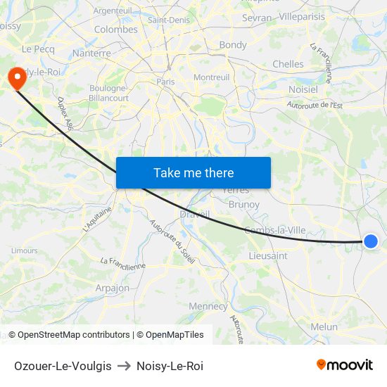 Ozouer-Le-Voulgis to Noisy-Le-Roi map