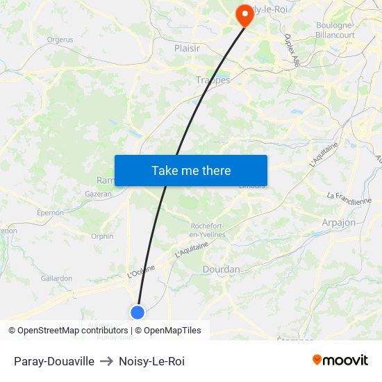 Paray-Douaville to Noisy-Le-Roi map