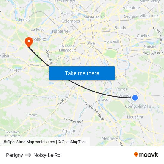 Perigny to Noisy-Le-Roi map