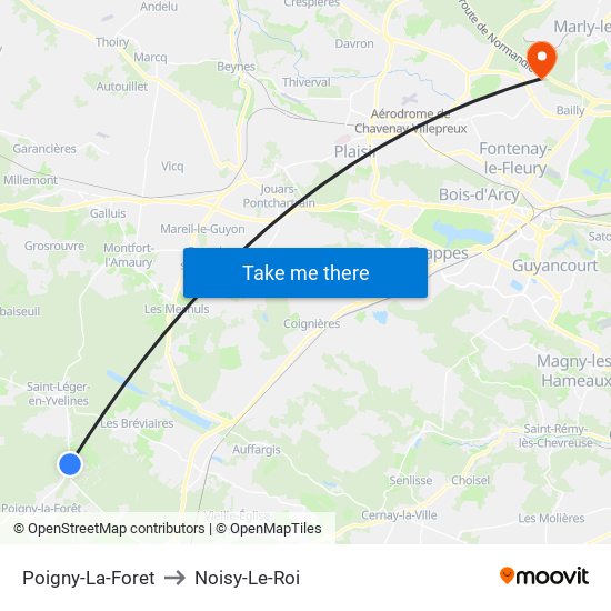Poigny-La-Foret to Noisy-Le-Roi map