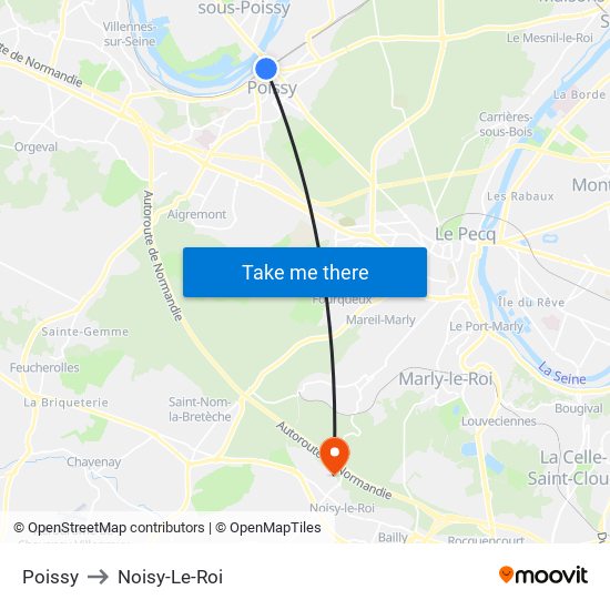 Poissy to Noisy-Le-Roi map