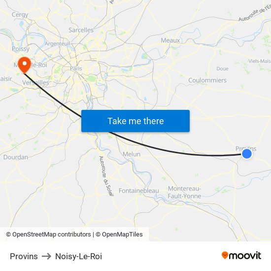 Provins to Noisy-Le-Roi map