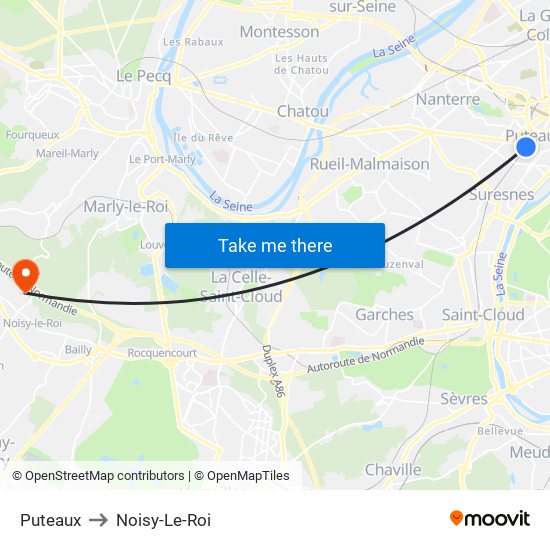 Puteaux to Noisy-Le-Roi map