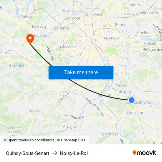 Quincy-Sous-Senart to Noisy-Le-Roi map