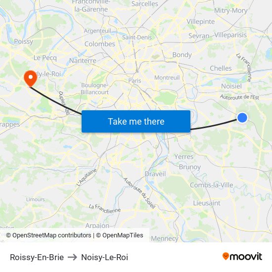 Roissy-En-Brie to Noisy-Le-Roi map