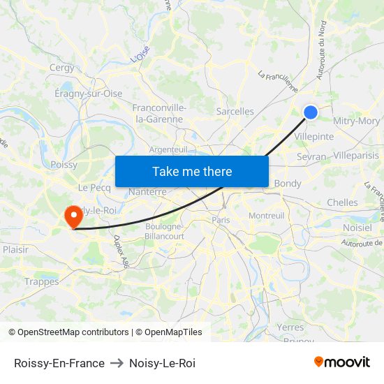 Roissy-En-France to Noisy-Le-Roi map