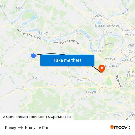 Rosay to Noisy-Le-Roi map