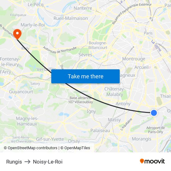 Rungis to Noisy-Le-Roi map