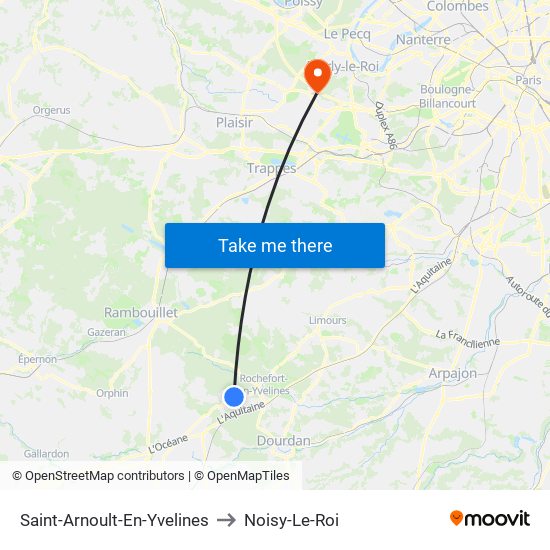 Saint-Arnoult-En-Yvelines to Noisy-Le-Roi map