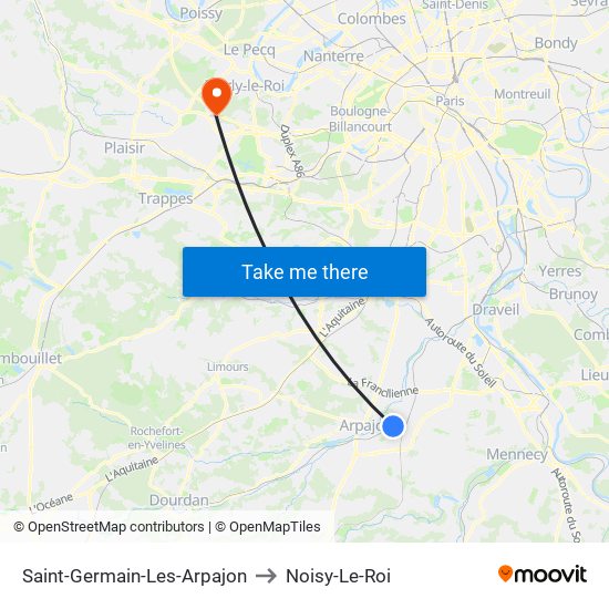 Saint-Germain-Les-Arpajon to Noisy-Le-Roi map