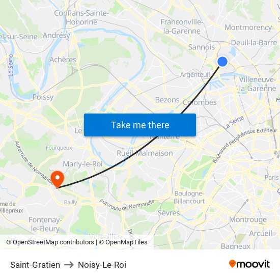 Saint-Gratien to Noisy-Le-Roi map
