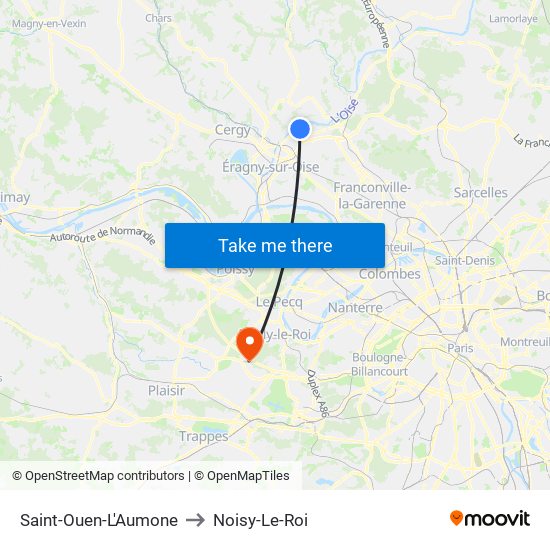 Saint-Ouen-L'Aumone to Noisy-Le-Roi map