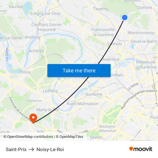 Saint-Prix to Noisy-Le-Roi map