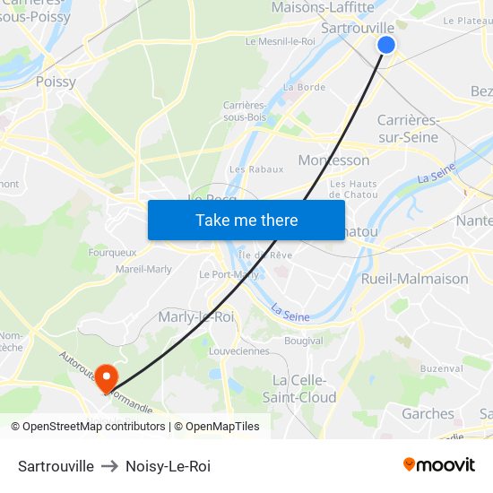 Sartrouville to Noisy-Le-Roi map