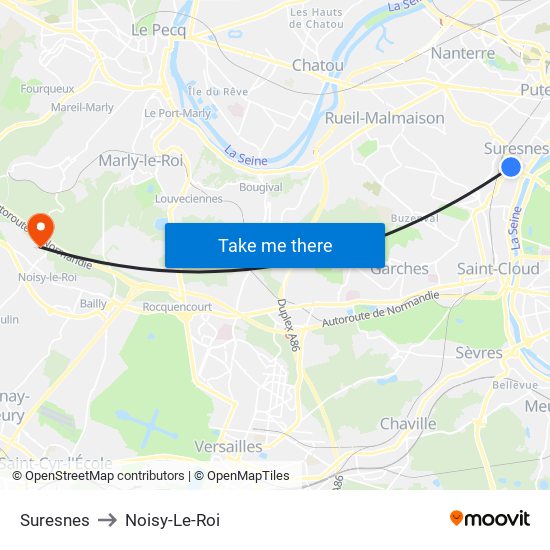 Suresnes to Noisy-Le-Roi map