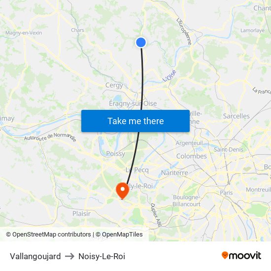 Vallangoujard to Noisy-Le-Roi map