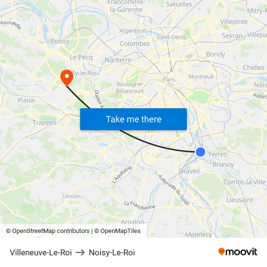 Villeneuve-Le-Roi to Noisy-Le-Roi map