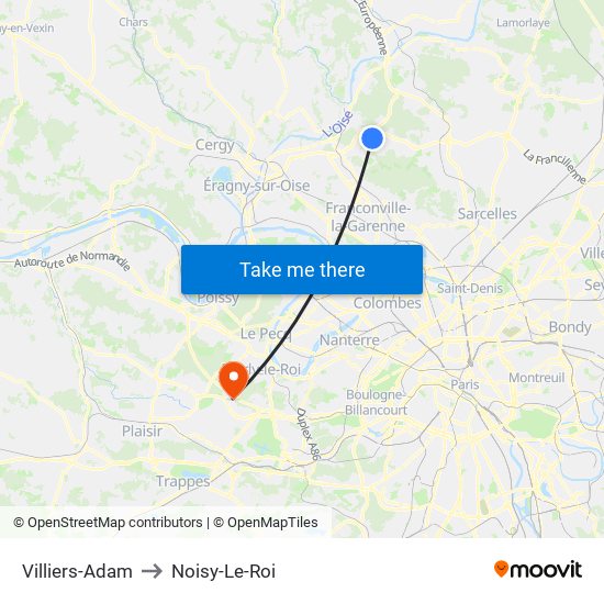 Villiers-Adam to Noisy-Le-Roi map