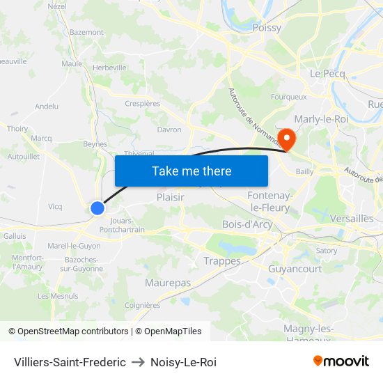 Villiers-Saint-Frederic to Noisy-Le-Roi map