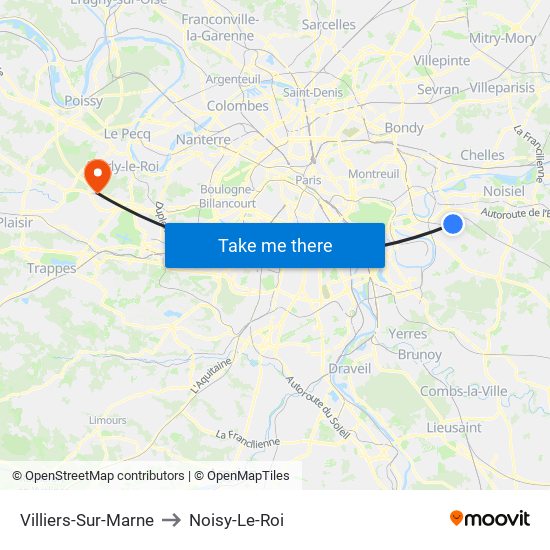 Villiers-Sur-Marne to Noisy-Le-Roi map