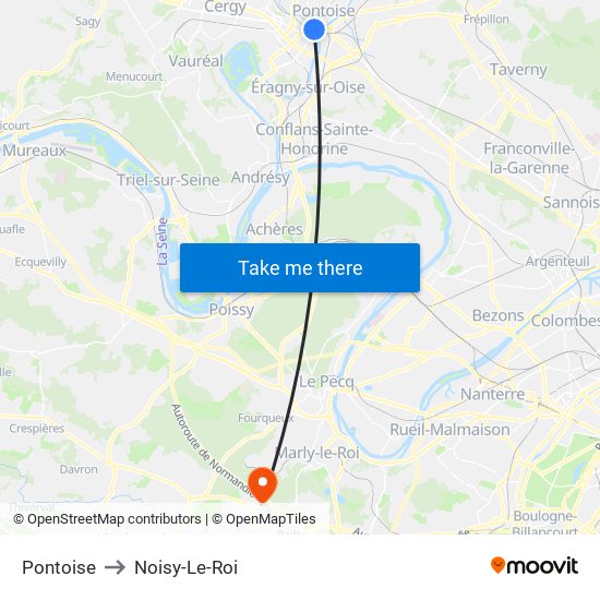 Pontoise to Noisy-Le-Roi map