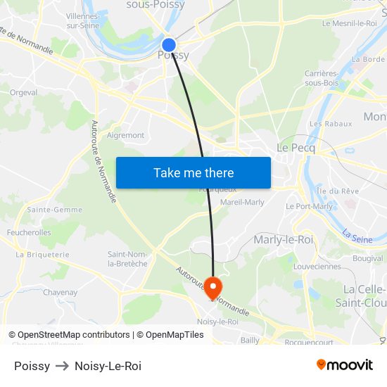 Poissy to Noisy-Le-Roi map