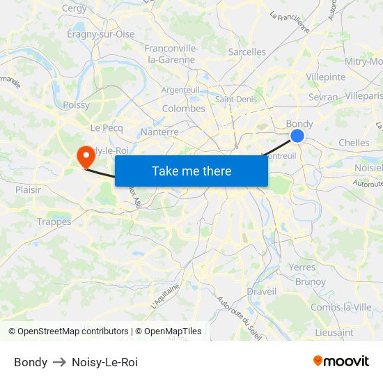 Bondy to Noisy-Le-Roi map