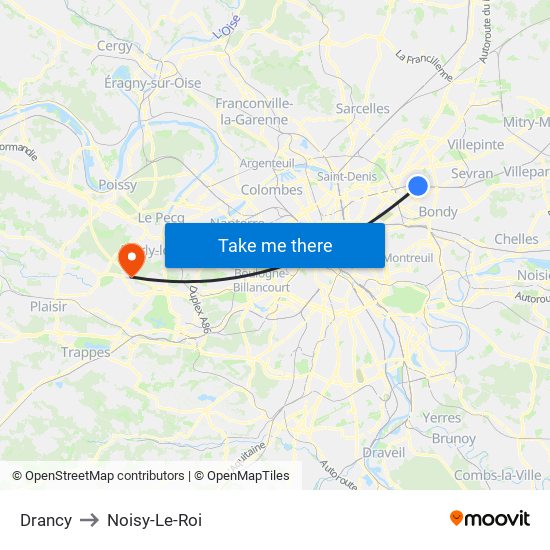Drancy to Noisy-Le-Roi map