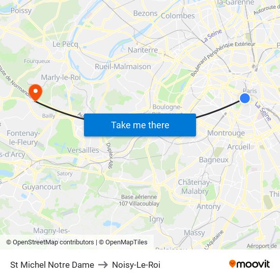 St Michel Notre Dame to Noisy-Le-Roi map