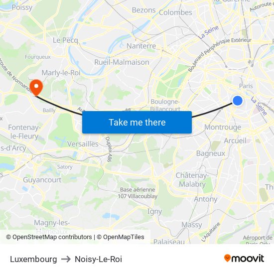 Luxembourg to Noisy-Le-Roi map