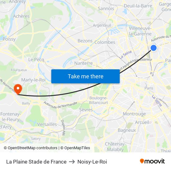 La Plaine Stade de France to Noisy-Le-Roi map
