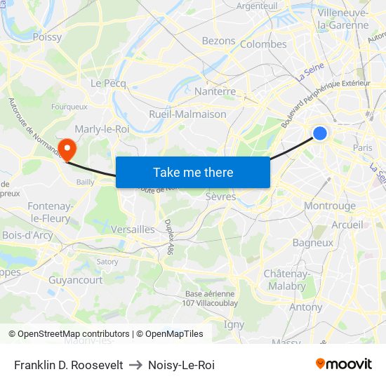 Franklin D. Roosevelt to Noisy-Le-Roi map
