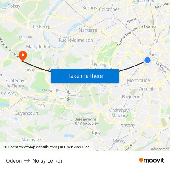 Odéon to Noisy-Le-Roi map