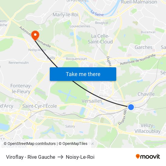 Viroflay - Rive Gauche to Noisy-Le-Roi map