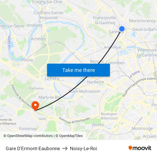 Gare D'Ermont-Eaubonne to Noisy-Le-Roi map