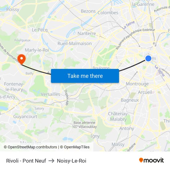 Rivoli - Pont Neuf to Noisy-Le-Roi map