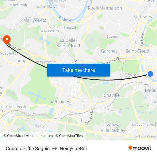 Cours de L'Ile Seguin to Noisy-Le-Roi map