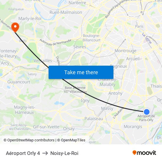 Aéroport Orly 4 to Noisy-Le-Roi map