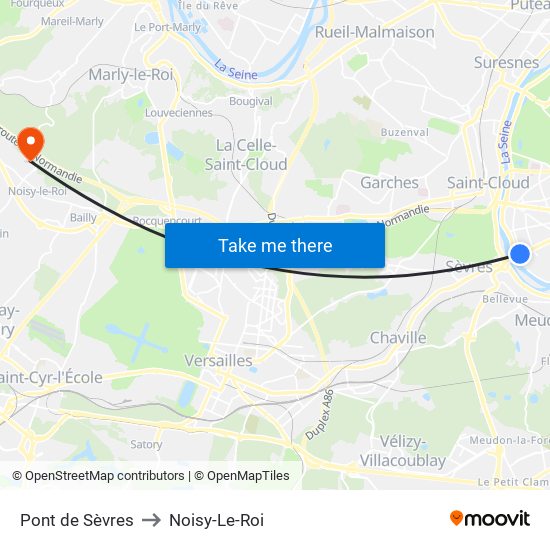 Pont de Sèvres to Noisy-Le-Roi map