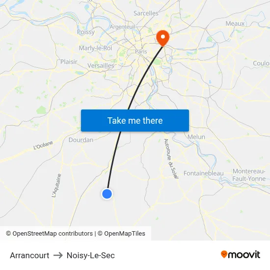 Arrancourt to Noisy-Le-Sec map