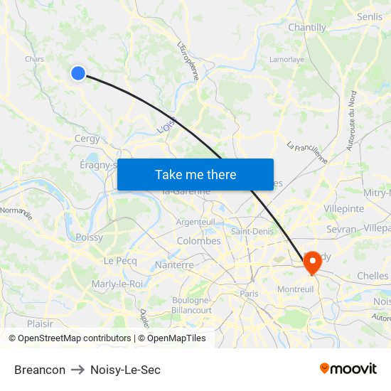 Breancon to Noisy-Le-Sec map