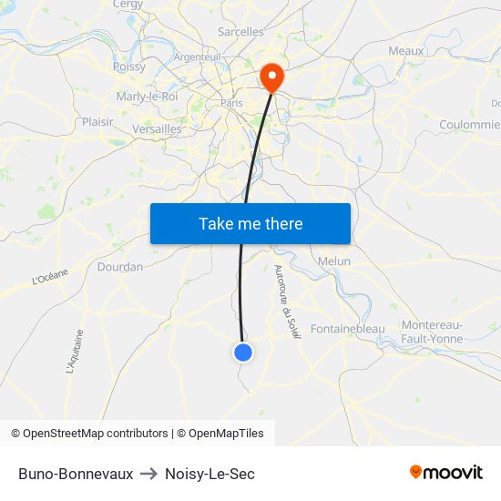 Buno-Bonnevaux to Noisy-Le-Sec map