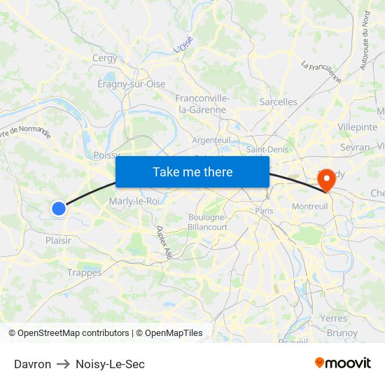 Davron to Noisy-Le-Sec map