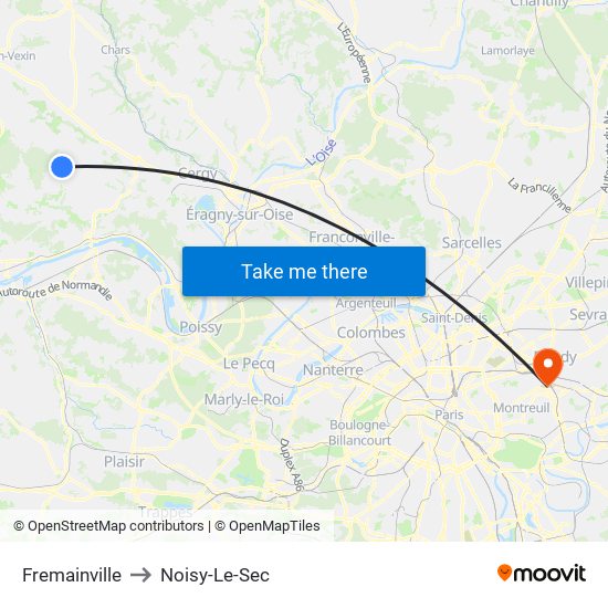 Fremainville to Noisy-Le-Sec map