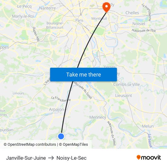 Janville-Sur-Juine to Noisy-Le-Sec map