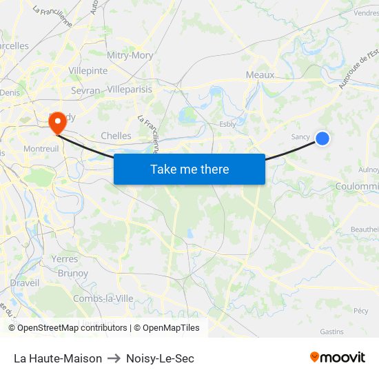 La Haute-Maison to Noisy-Le-Sec map