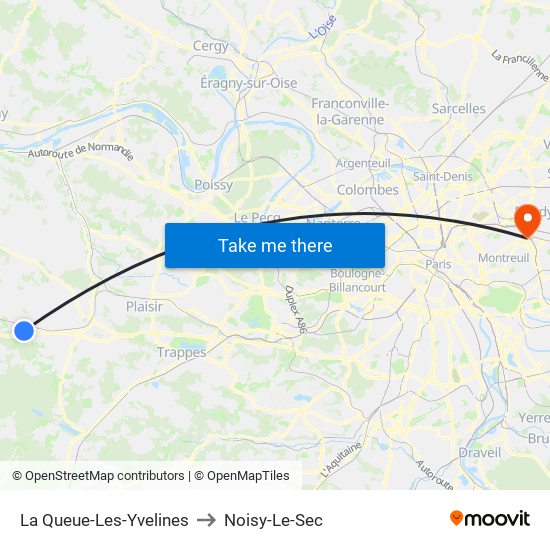 La Queue-Les-Yvelines to Noisy-Le-Sec map