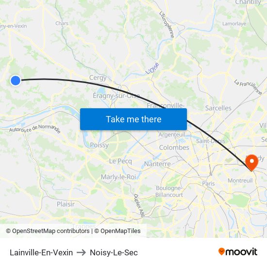 Lainville-En-Vexin to Noisy-Le-Sec map